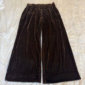 Emma James Pull On Pants Size 18 Classic Fit Brown Velvet Comfort Waist